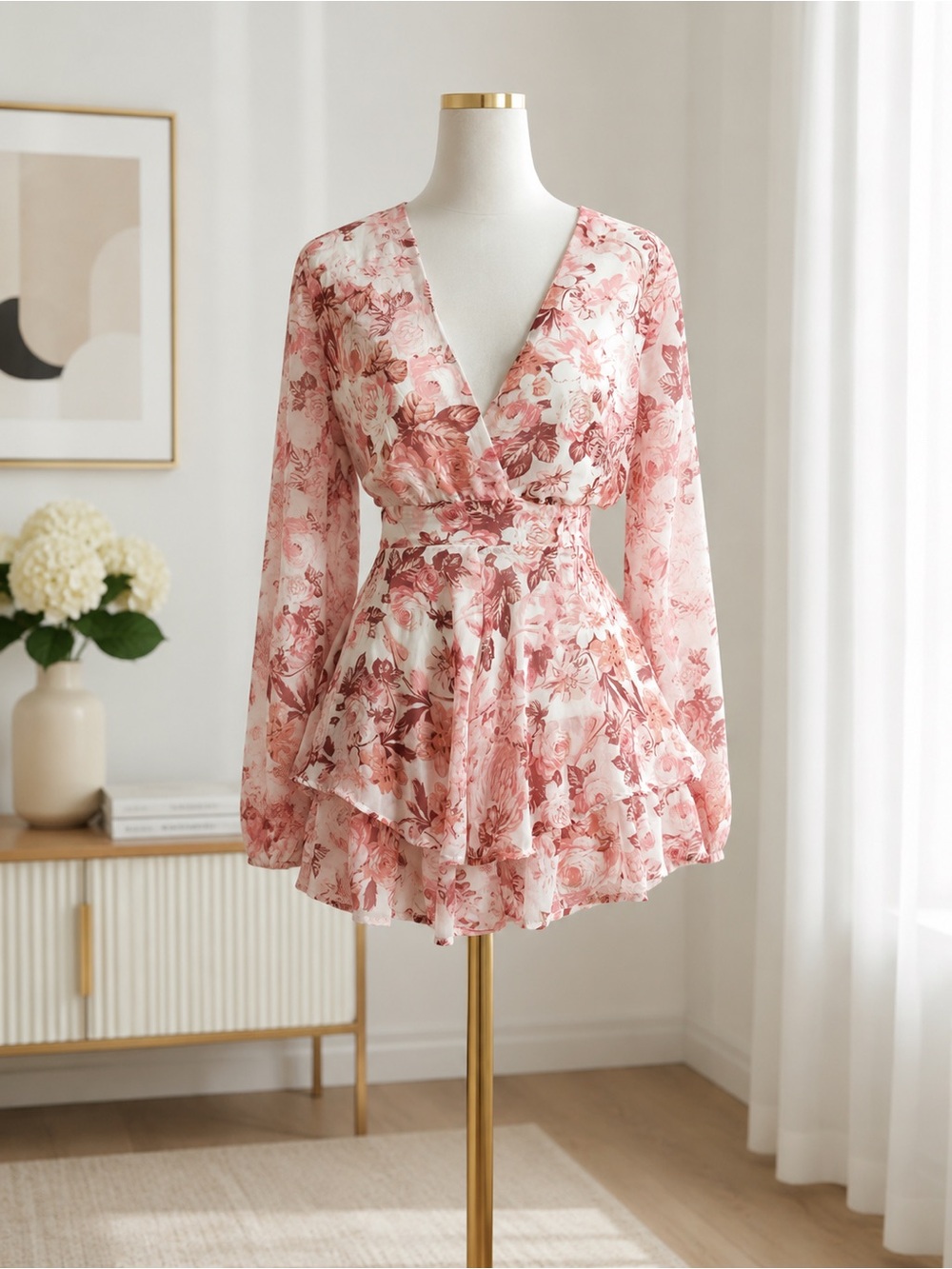Rosie French Floral Ruffle Romper – Women’s Medium
